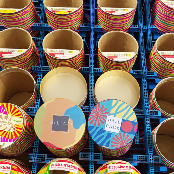 Material reciclado biodegradable, impresión personalizada, cartón duro Kraft, cilindro, tubo de papel, embalaje, logotipo Hallpack