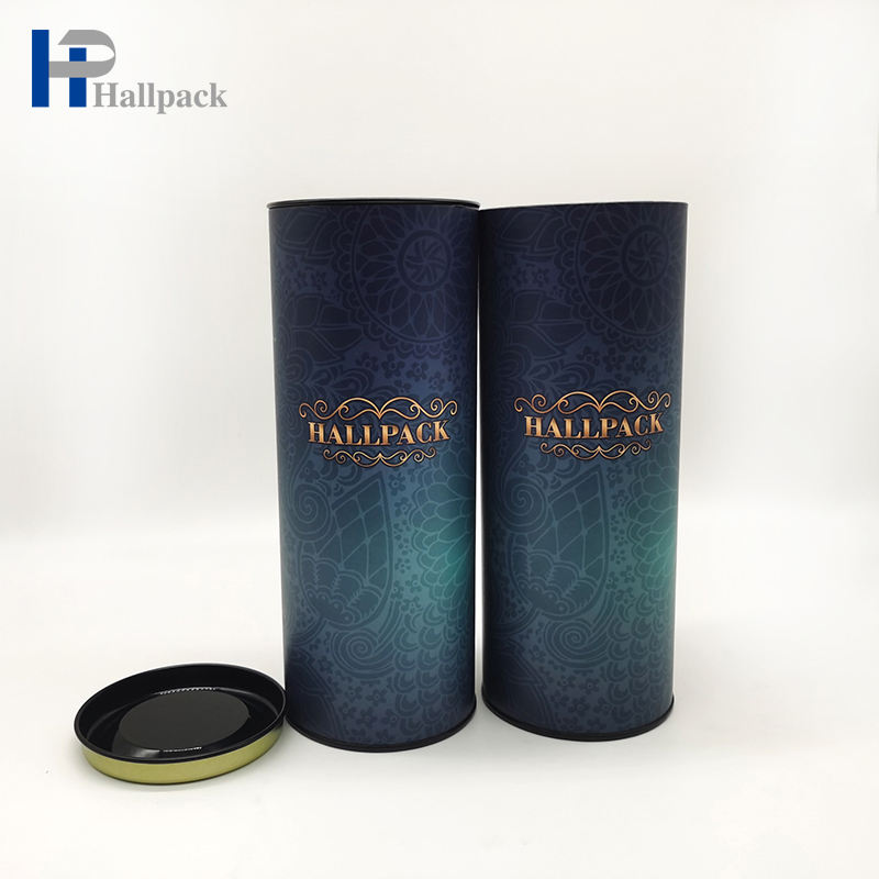 Empaquetado del tubo redondo de la tapa del metal del envase del cilindro de la cartulina de la categoría alimenticia de Hallpack