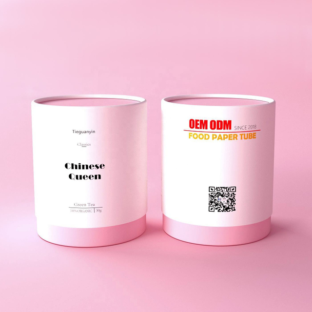 Caja de tubo redondo para granos de café, tubo ecológico de calidad alimentaria para embalaje de papel de té, carrito de té de embalaje de lujo verde de diseño personalizado