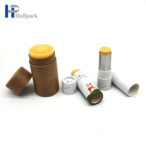 La mejor venta cosmética biodegradable blanca Push Up desodorante en barra embalaje de papel bálsamo labial personalizado tubo giratorio