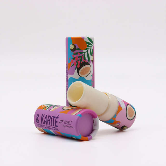 Tubo de papel de embalaje de contenedor de papel artesanal biodegradable de lujo impreso personalizado Tubo de bálsamo labial de papel de lápiz labial cosmético
