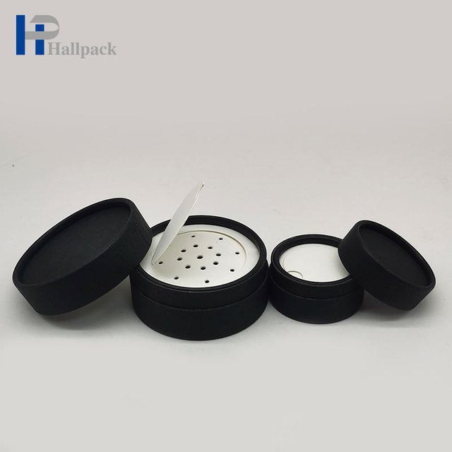 Tubo de papel personalizado de nuevo diseño con tamiz, caja de polvo compacta, embalaje, tubo kraft negro para champú