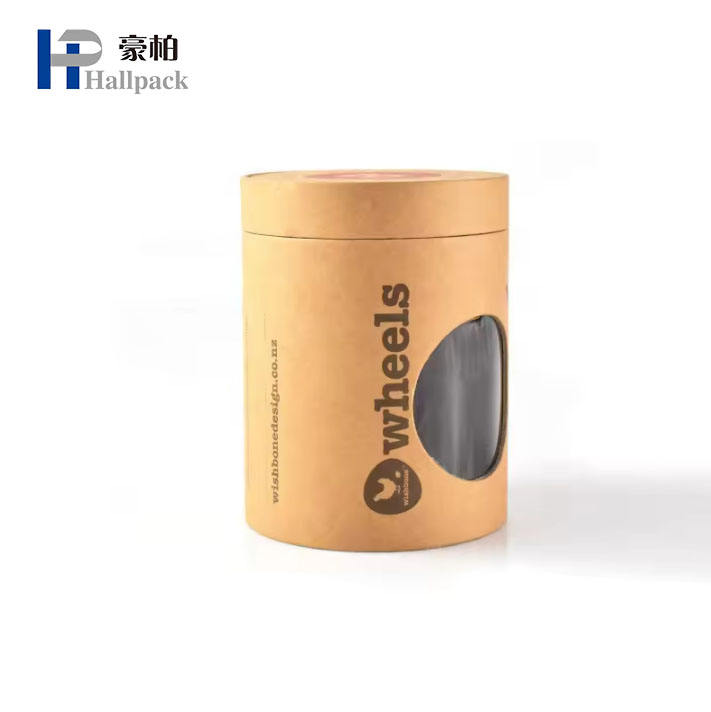 Cajas de embalaje de tubo de papel Kraft marrón con paquete de sal transparente de diseño personalizado de fábrica con Windows