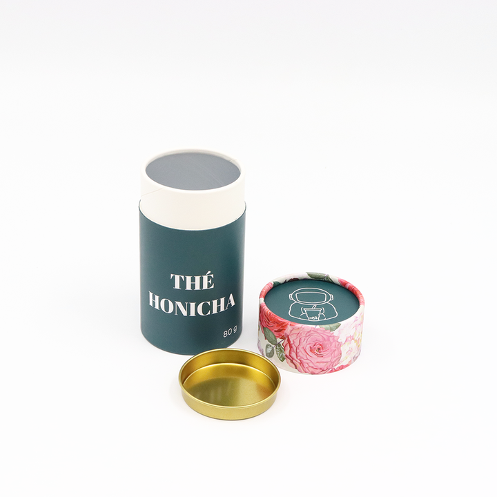 Caja amistosa del cilindro de la cartulina de la categoría alimenticia de Eco con el tubo de papel de la cubierta metálica que empaqueta para el té del café de las nueces