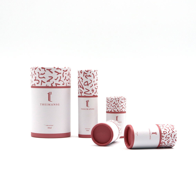 La caja cosmética biodegradable de lujo personalizada del cilindro de la cartulina desaparece la impresión que maneja el empaquetado del tubo de papel