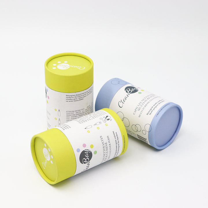 Caja cilíndrica de cartón para limpiador personalizado ecológico, embalaje de tubo de papel para muebles, detergente multiusos para Windows