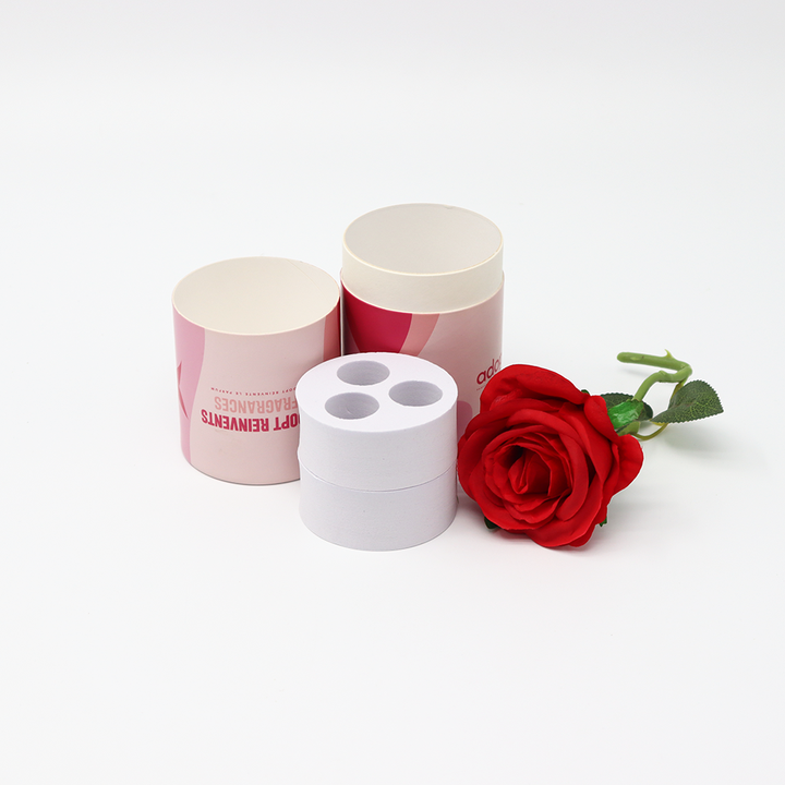 Embalaje de tubo de papel de caja de cilindro de cartón cosmético biodegradable de estilo de lujo personalizado para botella de perfume