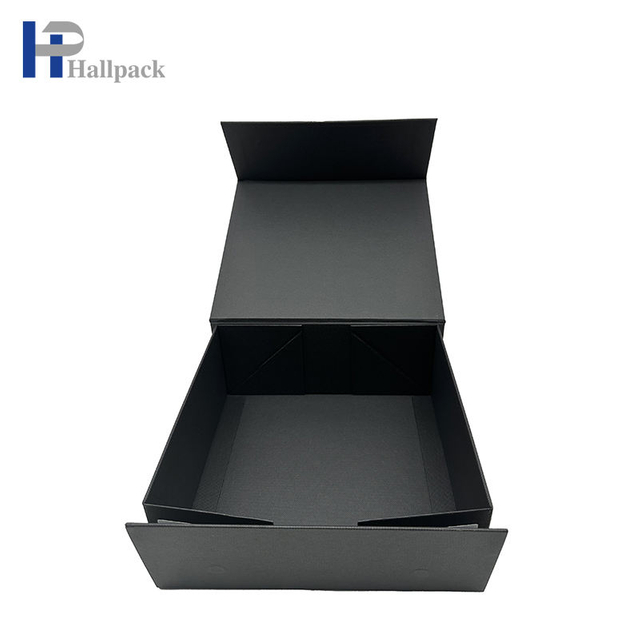 Caja de papel de encargo al por mayor del cartón plegable del negro de la caja de papel del embalaje de la impresión del logotipo
