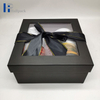 Caja de regalo de papel de ropa negra de lujo de cartulina con tapa transparente para mascotas