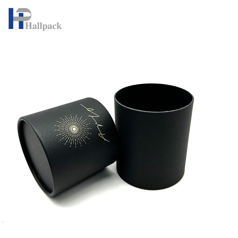 Tubo de papel de empaquetado del perfume cosmético del cilindro del sello del oro negro del nuevo estilo
