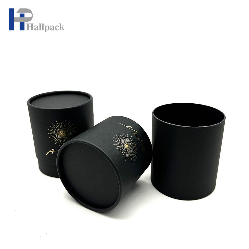 Tubo de papel de empaquetado del perfume cosmético del cilindro del sello del oro negro del nuevo estilo
