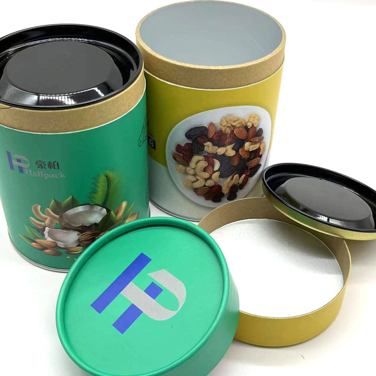 Envase redondo al por mayor del tubo del papel de la cartulina del té de la tapa del metal con el logotipo personalizado