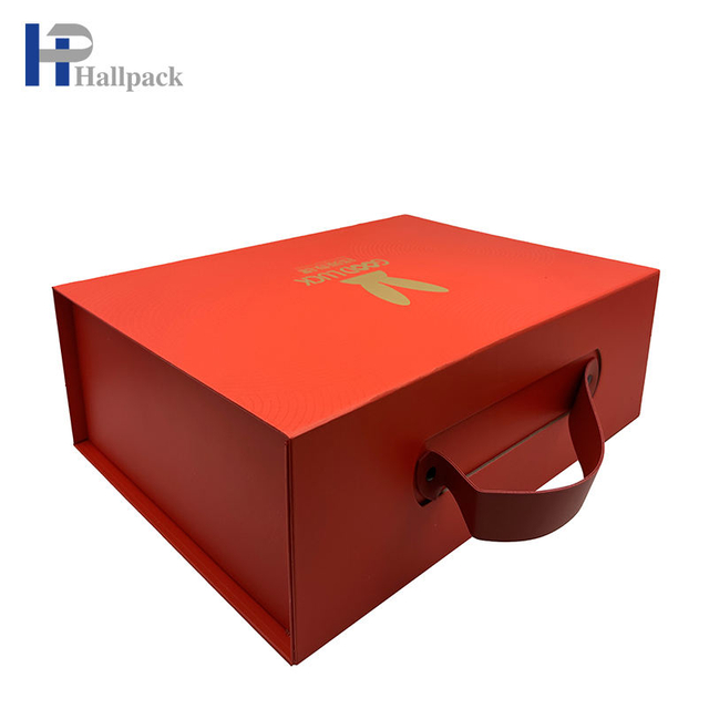 Caja de papel grande plegable magnética de encargo de lujo del tamaño con la cuerda de mano de cuero