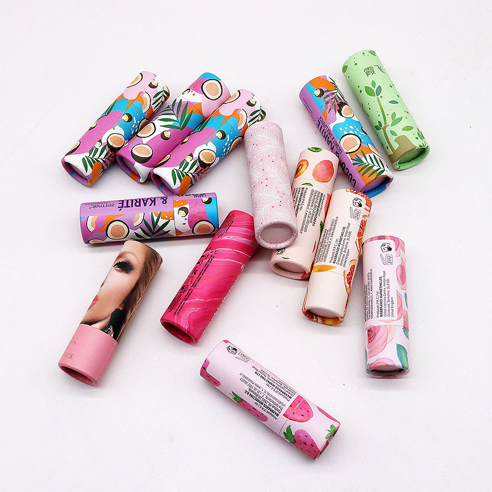 Tubo de papel para bálsamo labial, cartón Kraft blanco, negro, marrón, reciclado, tubo de papel desodorante Push Up de 0,3 oz para bálsamo labial