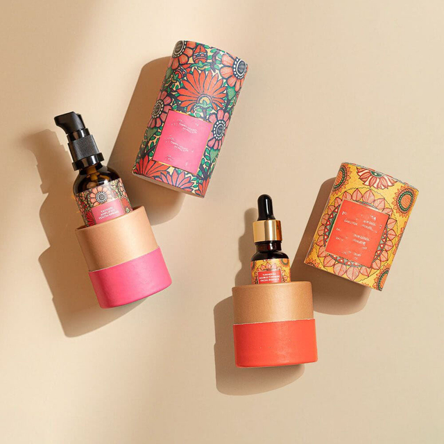 Paquete de caja de tubo redondo empaquetado en cartón cosmético personalizado de alta calidad