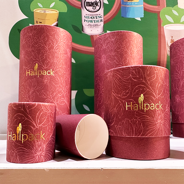 Caja cilíndrica de papel artesanal biodegradable Hallpack personalizada para aceites perfumados, velas y aceites esenciales, embalaje de tubos de papel