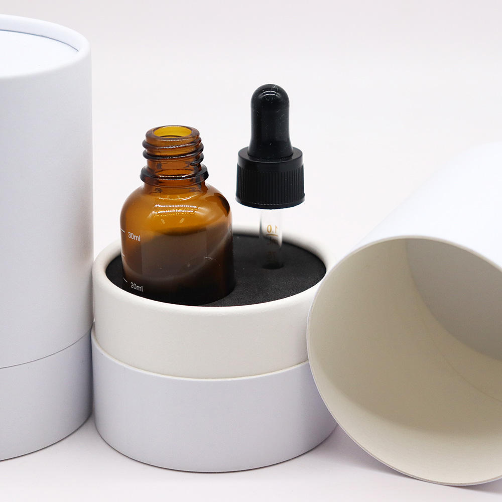 Embalaje cosmético de lujo personalizado del tubo de papel de la caja del cilindro de la cartulina para la botella de perfume líquida del colágeno del aceite esencial