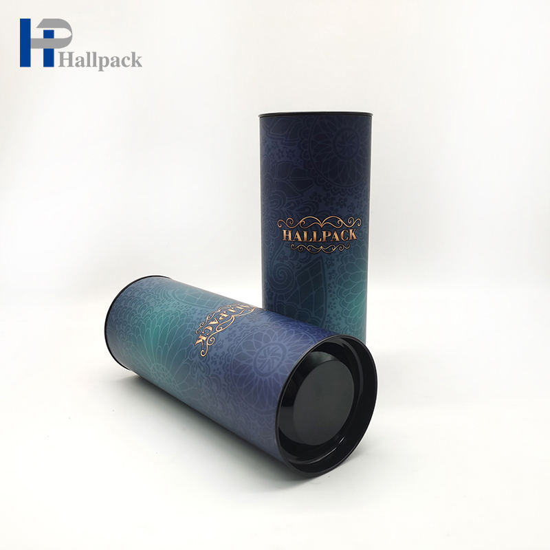 Empaquetado del tubo redondo de la tapa del metal del envase del cilindro de la cartulina de la categoría alimenticia de Hallpack
