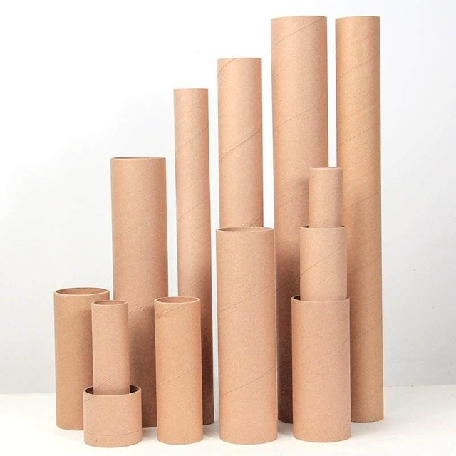 Tubo de caja de papel de correo Kraft ecológico marrón de alta calidad, embalaje de tubo de papel artesanal de envío personalizado, color blanco