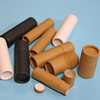 Envase de tubo de papel Kraft ecológico de 0,3 oz, envase de cosméticos, barra de loción de forma redonda, lápiz labial