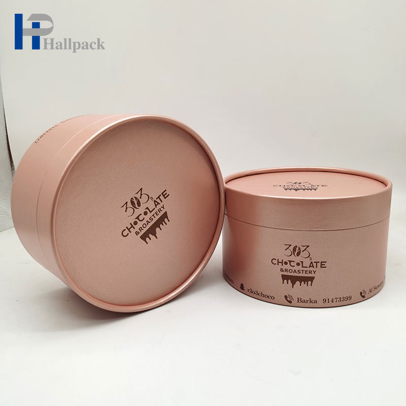 Tubo redondo del papel de Kraft del oro caliente rosado amistoso de Eco para los complementos