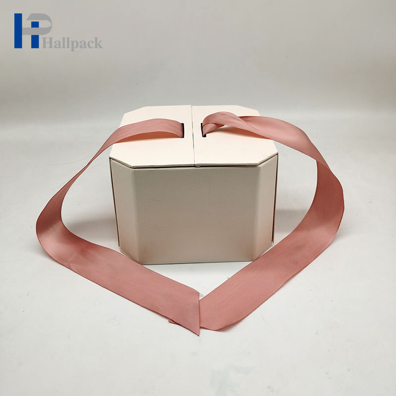 Caja de regalo de alta calidad ecológica con cinta rosada
