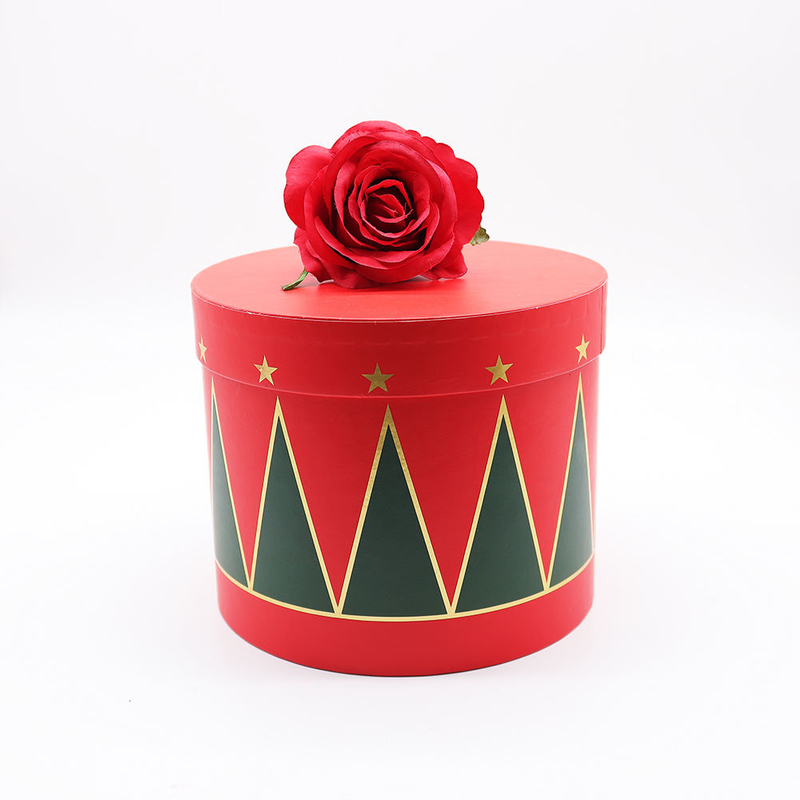 Conjunto para guardar las vacaciones, embalaje de cartón de regalo rojo, se puede personalizar, embalaje de caja de regalo de flores de papel redondo biodegradable