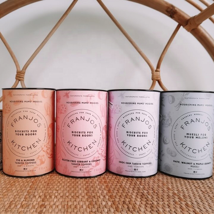 Embalaje personalizado con tapa e inferior de metal de papel Kraft de calidad alimentaria, productos alimenticios saludables, embalaje estilo lata para café y té