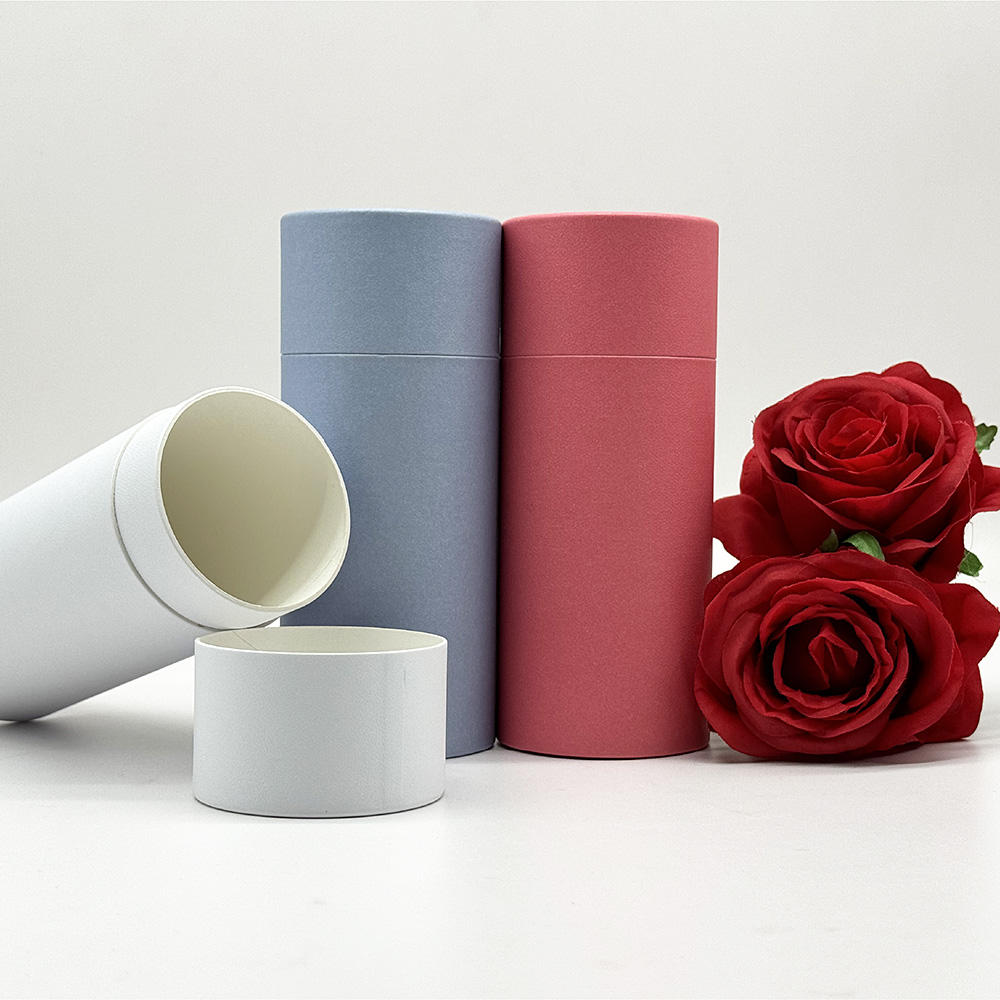 Cilindro de cartón reciclable, caja de botella redonda con tapa, embalaje de cartón estándar para cosméticos, paquete de tubo de papel Kraft