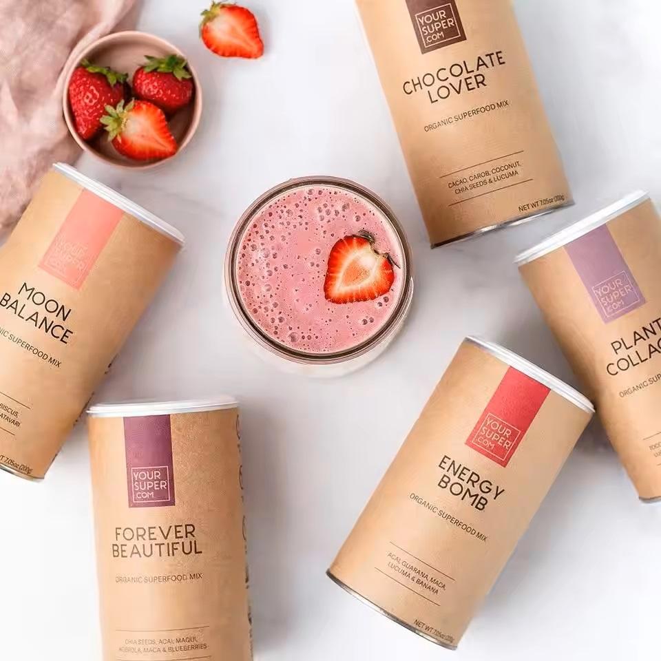 Tubo redondo biodegradable del cilindro de papel de la avena del grano de café del té del envase del polvo respetuoso del medio ambiente para el acondicionamiento de los alimentos