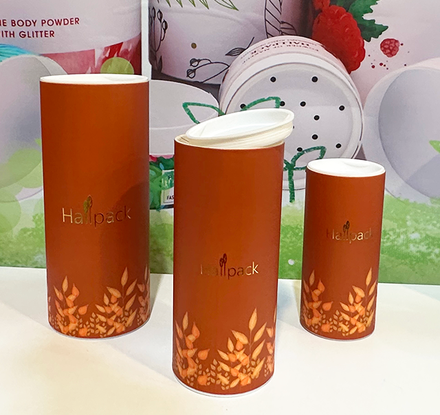 La mano de Hallpack hace el empaquetado redondo del cilindro de papel de la caja del tubo del casquillo plástico de envío biodegradable