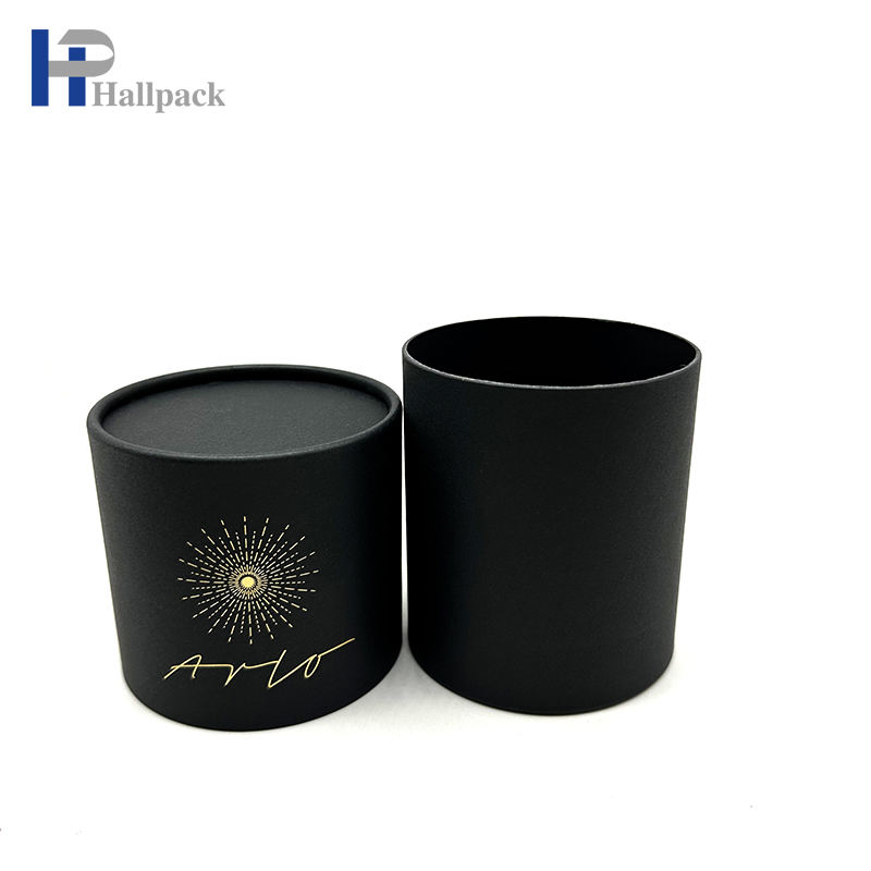 Tubo de papel de empaquetado del perfume cosmético del cilindro del sello del oro negro del nuevo estilo
