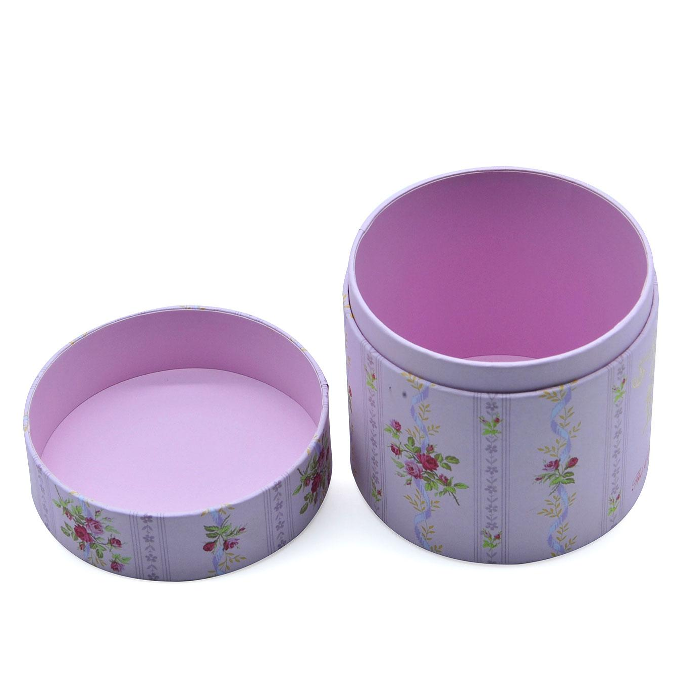 Conjunto de cajas de rosas de ante conservadas, cartón de embalaje para flores, papel rígido biodegradable personalizado de forma redonda