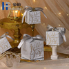 Caja de regalo de dulces de boda pequeña de lujo, caja rígida con brillo, laminación mate de lámina dorada y manejo de impresión que desaparece