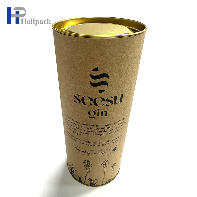 Nuevo diseño de comida, té, café, cartón redondo, embalaje, tubo de papel Kraft con cubierta de hierro
