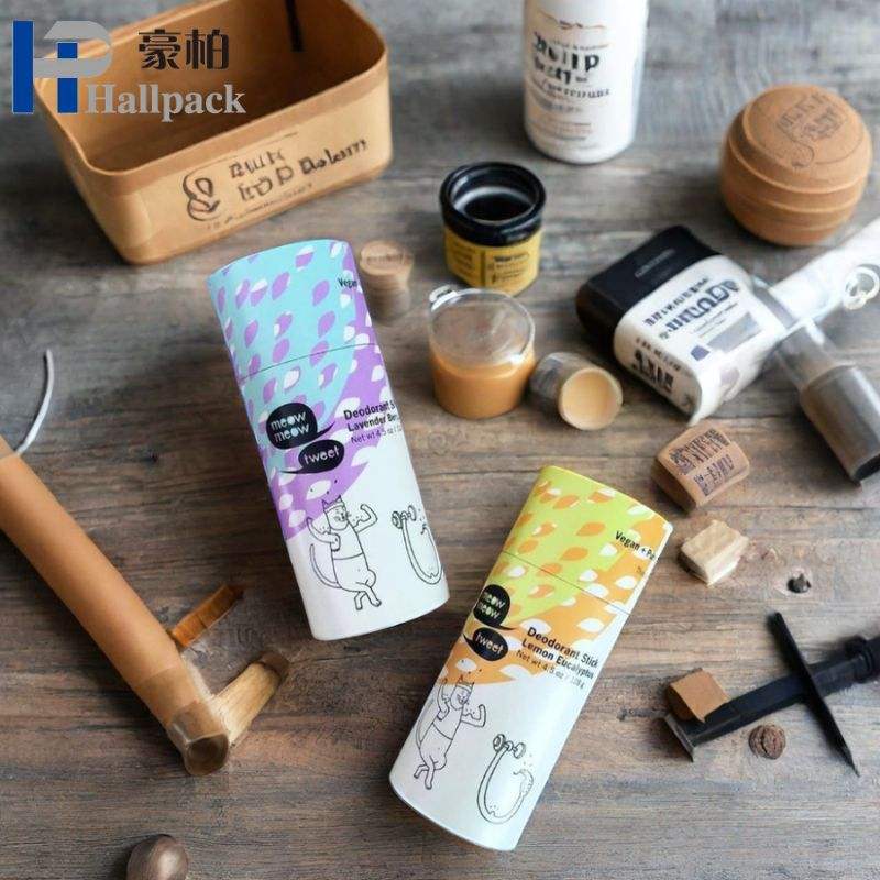 Diseño de marca personalizado, cartón Kraft biodegradable, Push Up, desodorante en barra, contenedor, tubo de bálsamo labial, embalaje, papel compostable