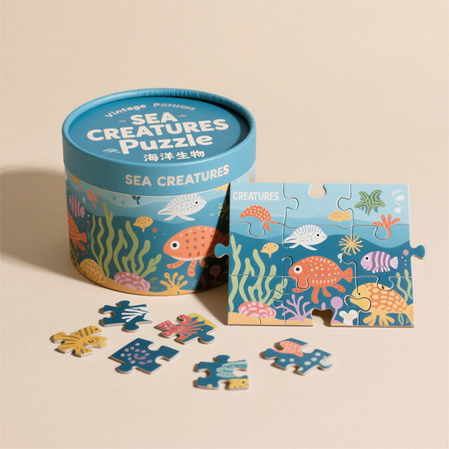 Embalaje de tubo de papel de diseño personalizado biodegradable para rompecabezas