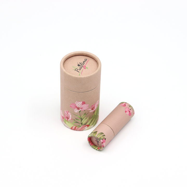 Papel empaquetado de cartón redondo cosmético personalizado respetuoso del medio ambiente del tubo empaquetado para empujar hacia arriba el protector labial desodorante