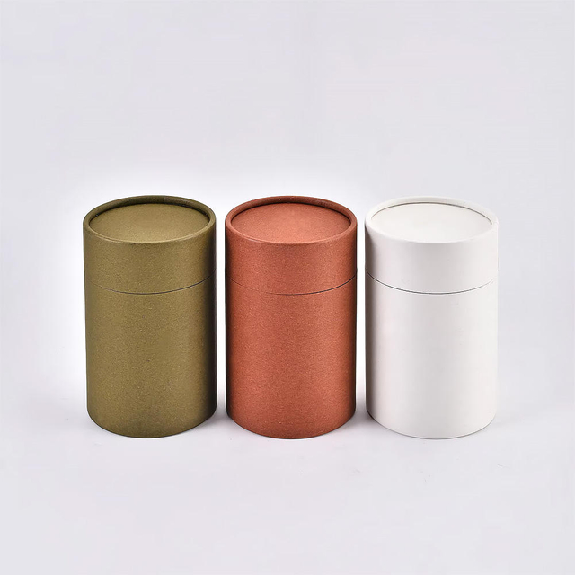 Caja cilíndrica de papel Kraft redonda impresa personalizada para embalaje de té y café con nueces hecha de papel artesanal