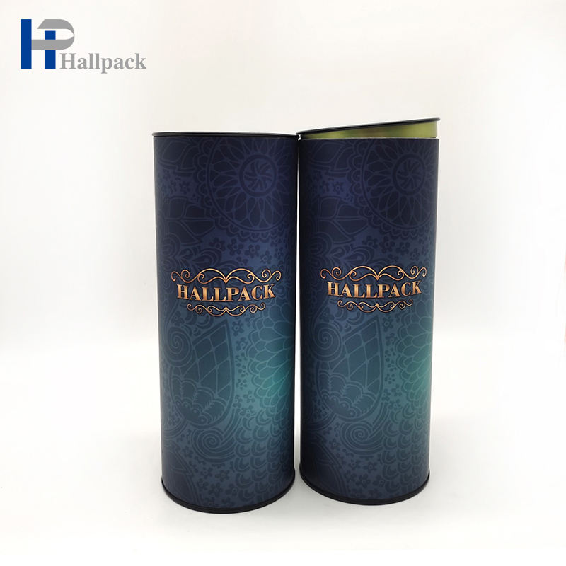 Empaquetado del tubo redondo de la tapa del metal del envase del cilindro de la cartulina de la categoría alimenticia de Hallpack
