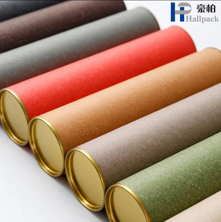 Cartón de calidad alimentaria, Material ecológico reciclado, cilindro redondo de alta calidad, embalaje de té, tubo de papel Kraft para envío por correo