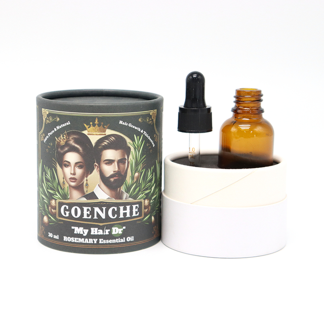 Paquete de cajas de tubo redondo empaquetadas de cartón cosmético personalizado de alta calidad para botella de perfume de aceite esencial