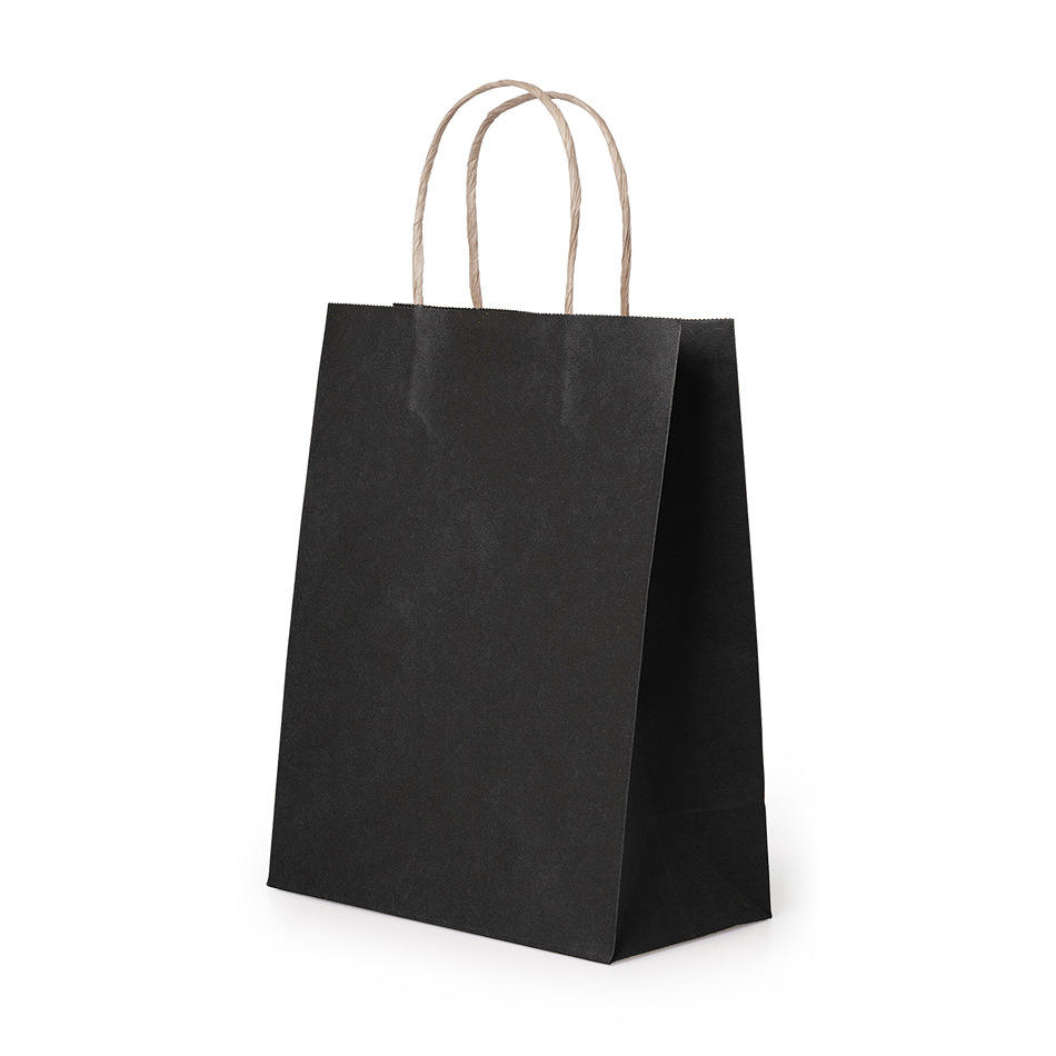 Bolsa con asa de transporte de papel Kraft reciclable RTS de fábrica blanca de 210x150x80mm, asas retorcidas, papel marrón biodegradable
