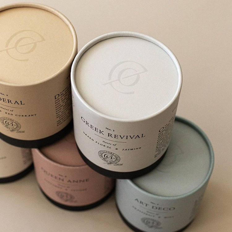 Caja de embalaje cilíndrica de alta calidad, botella de perfume con vela kraft, bolsa de té y café, embalaje de tubo de papel personalizado