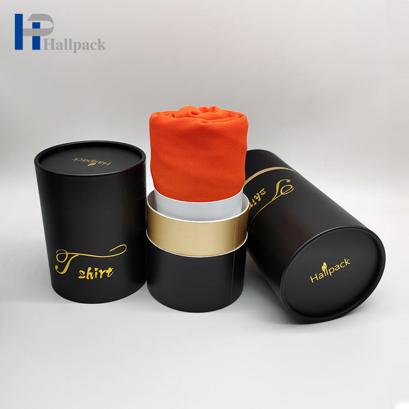 Tubo de papel de caja cilíndrica de cartón para embalaje de ropa personalizada respetuosa con el medio ambiente para camisetas ropa interior calcetines toalla