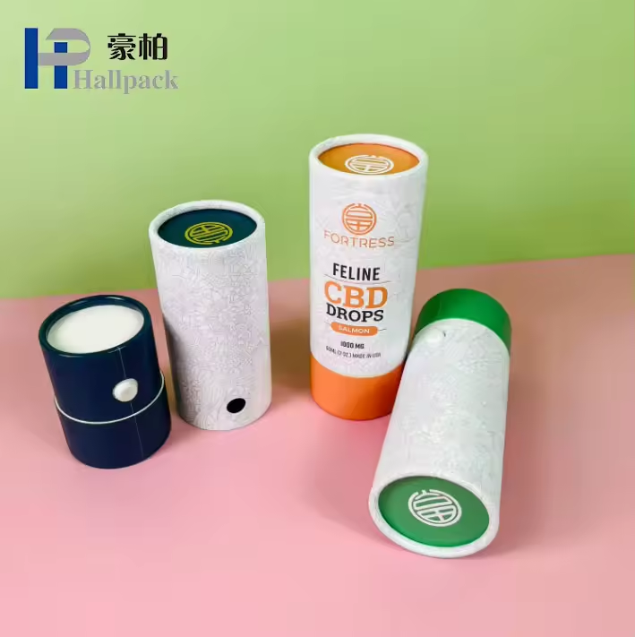 Caja redonda de papel Kraft de color personalizado de lujo, caja de velas de papel, tubo de cartón, tubo de embalaje con cerradura de seguridad para niños
