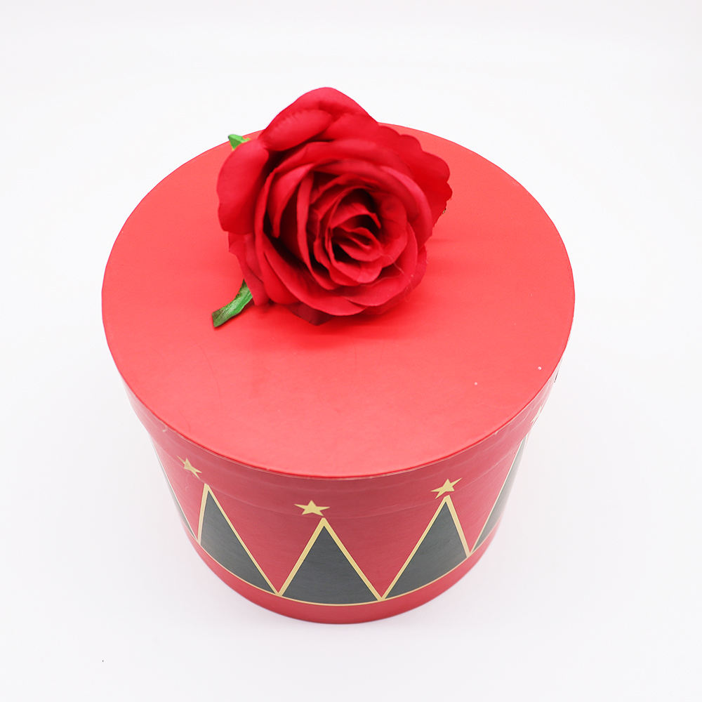 Conjunto para guardar las vacaciones, embalaje de cartón de regalo rojo, se puede personalizar, embalaje de caja de regalo de flores de papel redondo biodegradable