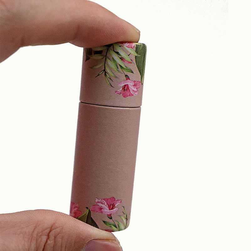 Tubo de cartón de forma redonda personalizado con brillo de labios de 0,4 oz biodegradable 0 residuos de cartón empuja hacia arriba el tubo de papel de barra de loción desodorante