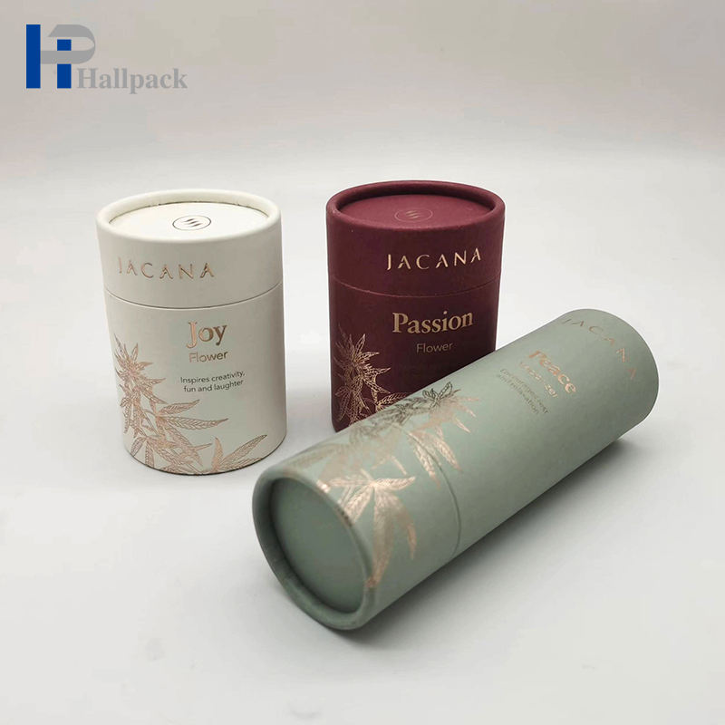 Caja de tubo redonda de papel de impresión dorada de embalaje de tubo de vela de papel Kraft reciclable ecológico para té