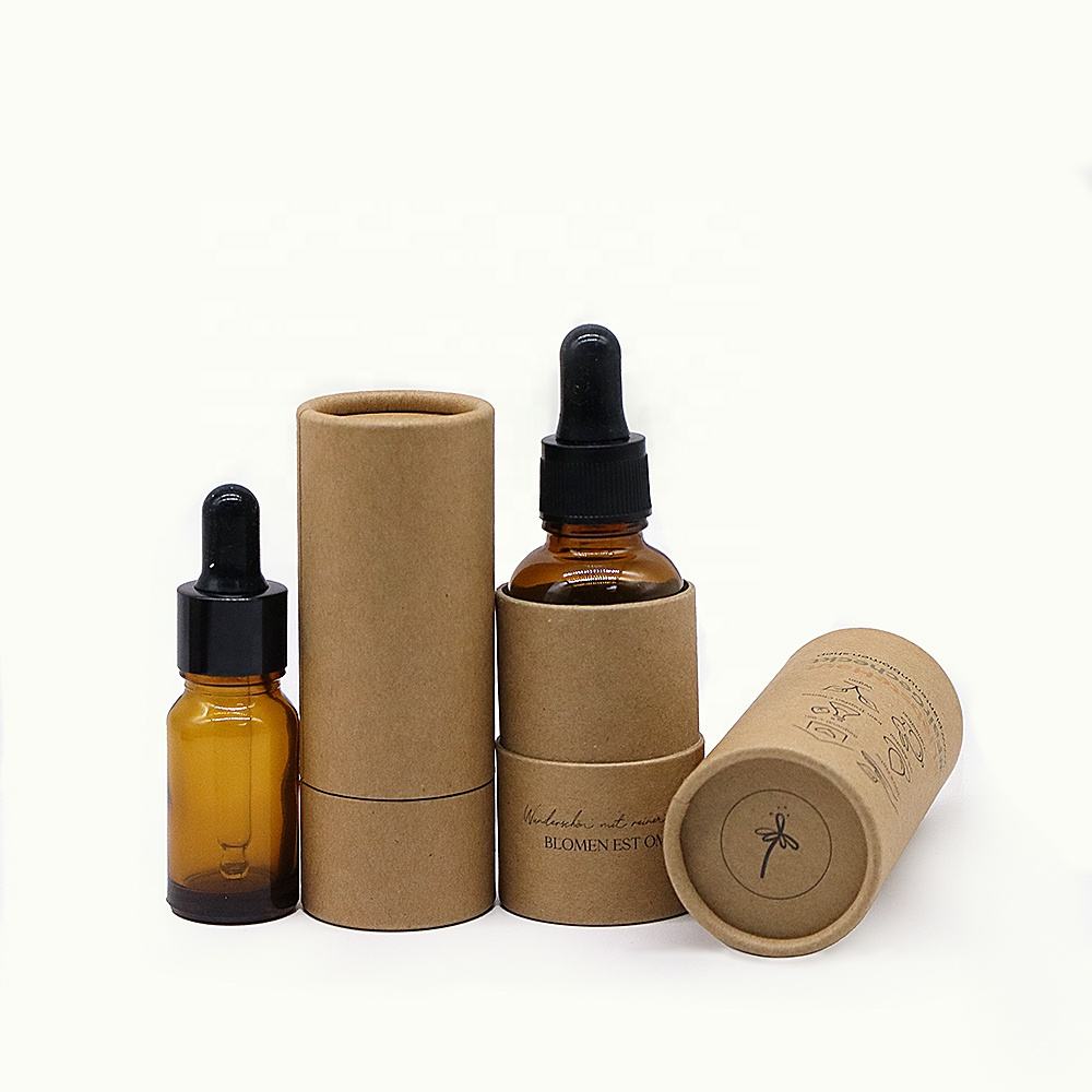 Caja cilíndrica de cartón cosmético biodegradable de lujo personalizada que desaparece, manejo de impresión, embalaje de tubo de papel para botella de perfume